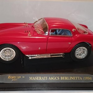 Ricko 1954 Maserati A6GCS Berlinetta Diecast Model Car - Scale 1/18 - Red - Diecast Metal Collectors Model - Original Box - Vintage