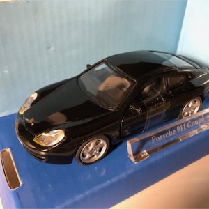 Cararama Porsche 911 Coupe Diecast Model Car - Scale 1/43 - Black - Diecast Metal Collectors Model - Original Box - Vintage