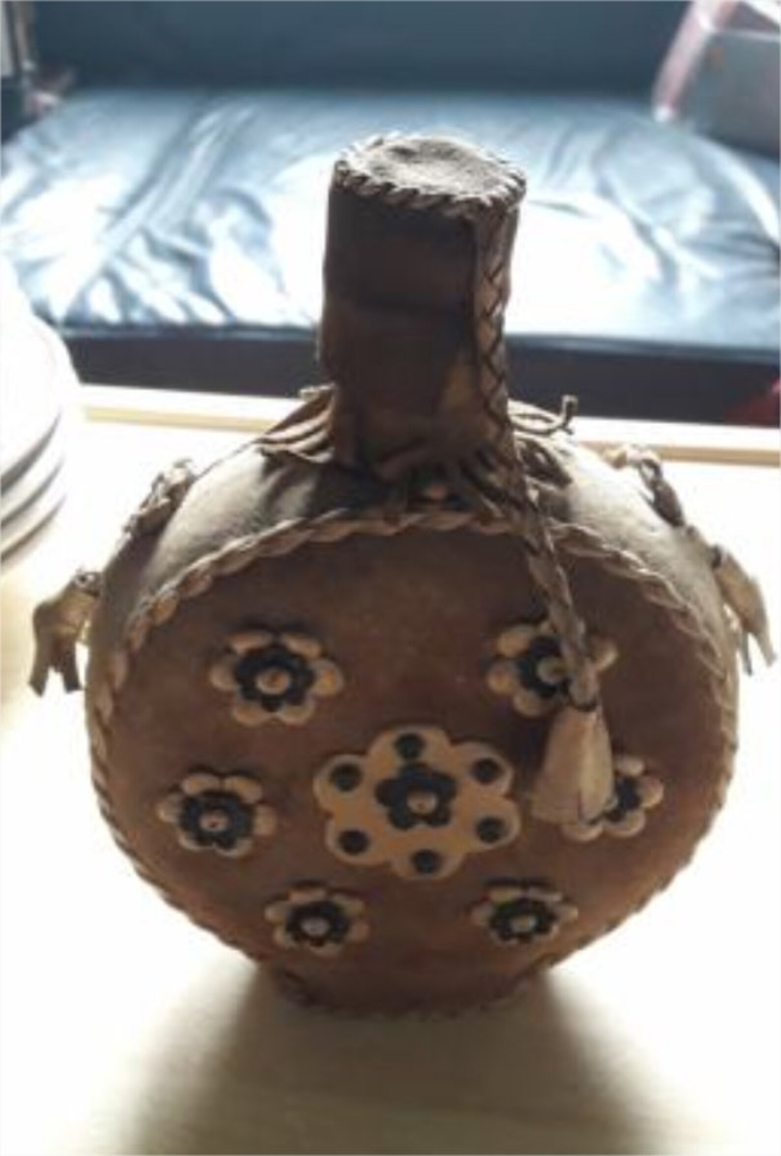 Vintage Decorated Leather Canteen Flask Water Bottle 05L Etsy