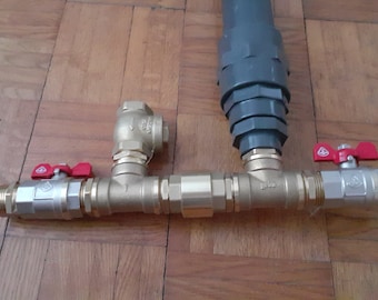 1'' DN25 Hydraulic Ram Water Pump Full Assembly Or Kit Steel and Brass with PVC Tank - High Pressure with Spring Valve