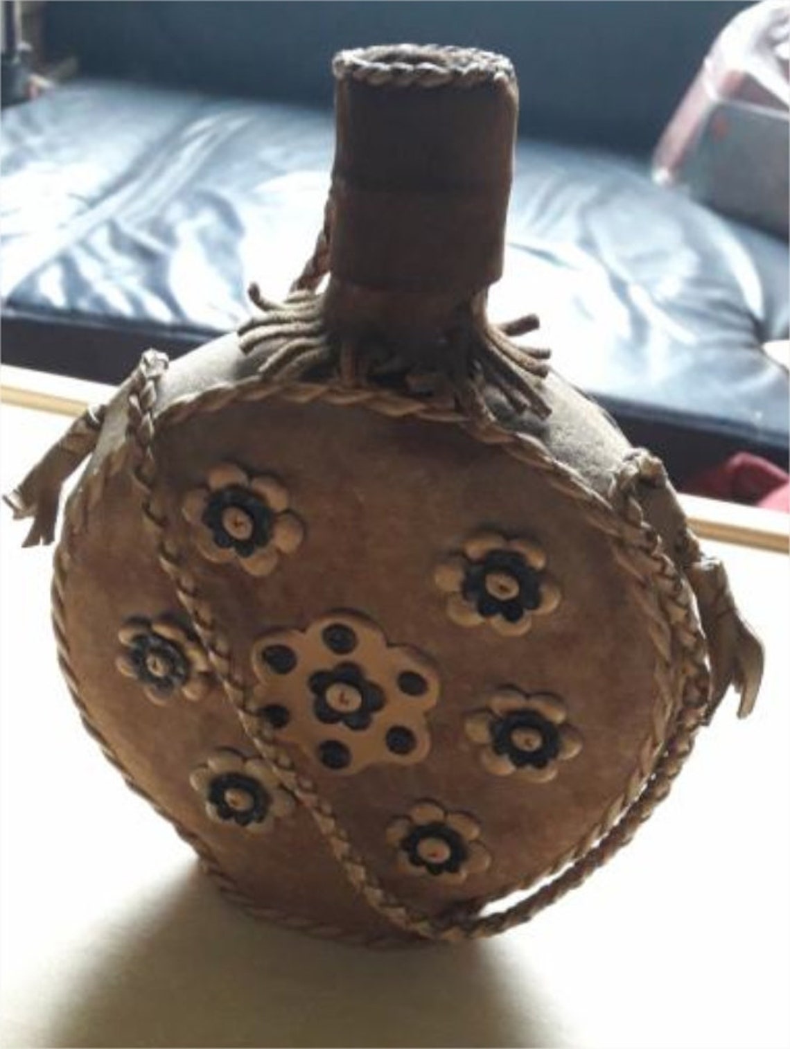 Vintage Decorated Leather Canteen Flask Water Bottle 05L Etsy