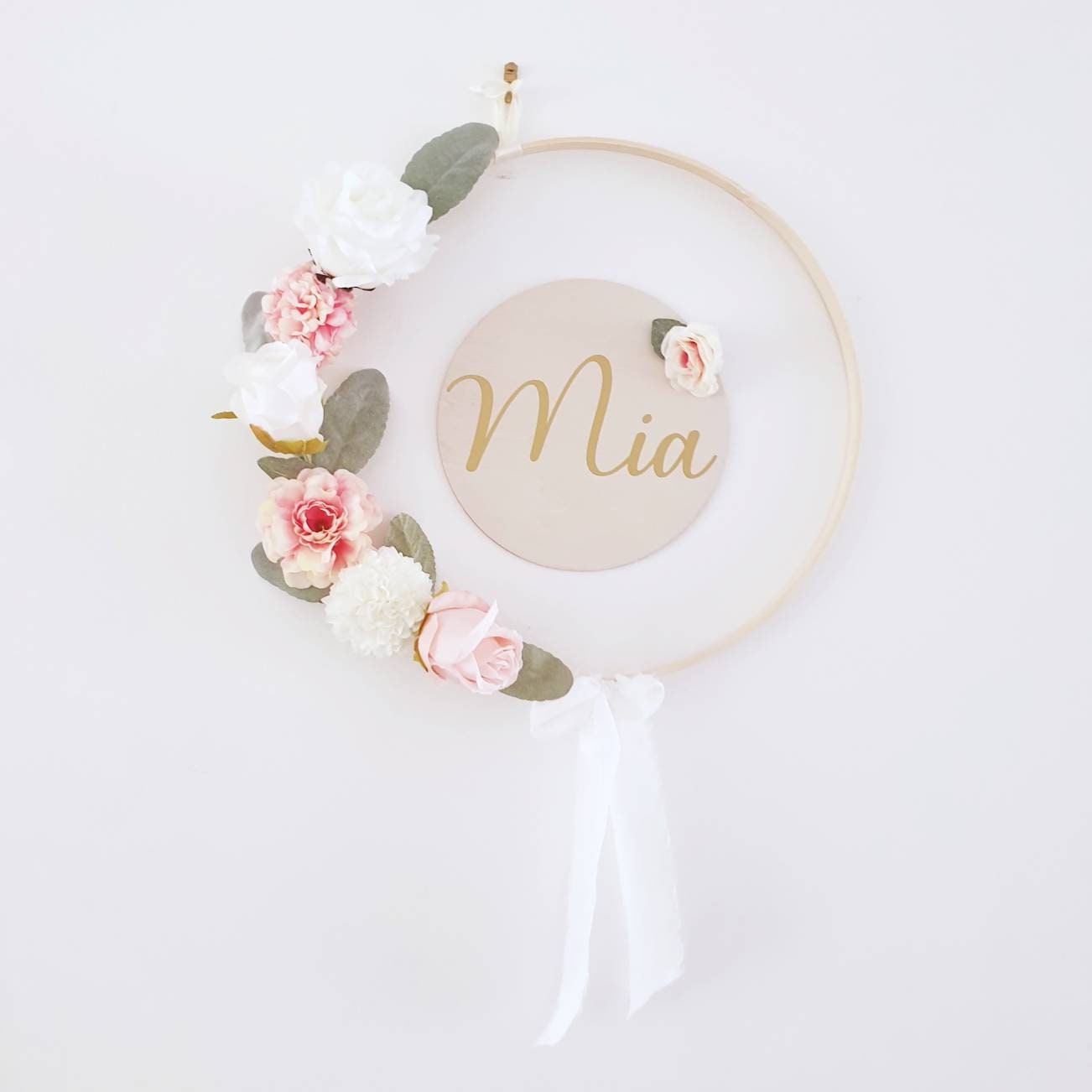 Couronne Fleur Prenom Bébé Personnalisable avec Plaque Led