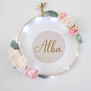 Couronne Fleur Prenom Bebe Personnalisable Avec Plaque Etsy