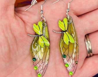 Dragonfly earrings, dragonfly jewelry, dragonfly wings, fairy wings, whimsical jewelry, dragonfly charms, dragonfly gifts