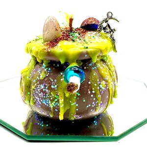Mushroom Cauldron Candle: Mystical Crystal & Charm Candle