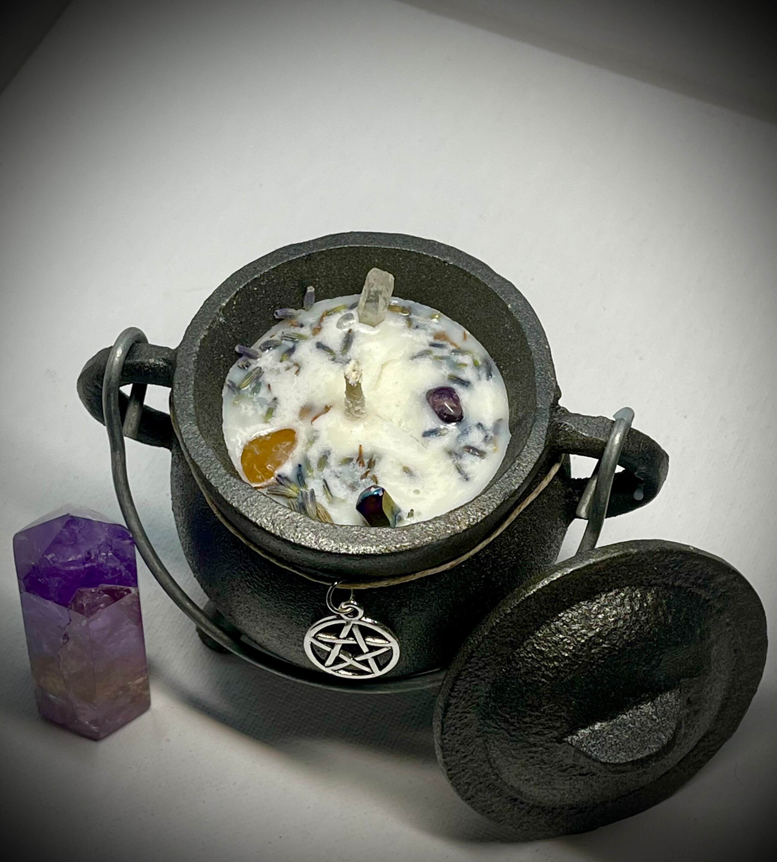 Mini Cast Iron Cauldron With Lid Filled With Soy Wax Open Your Etsy