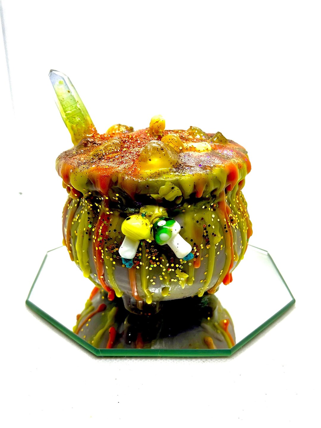 Candle With Crystals Candle With Charms Mystical Candle Etsy