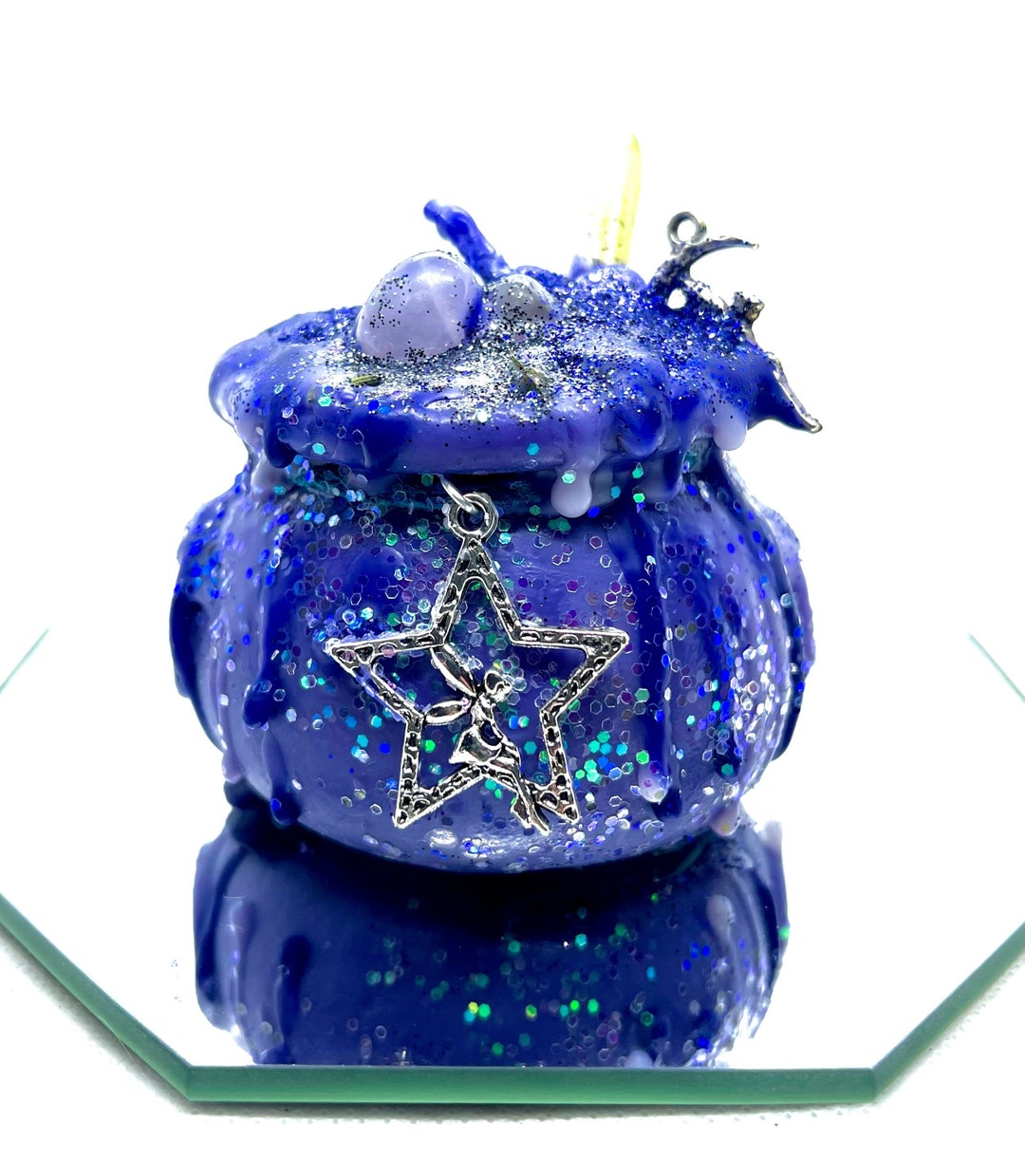 Candle Full of Crystals and Charms Handmade Cauldron Candle Etsy