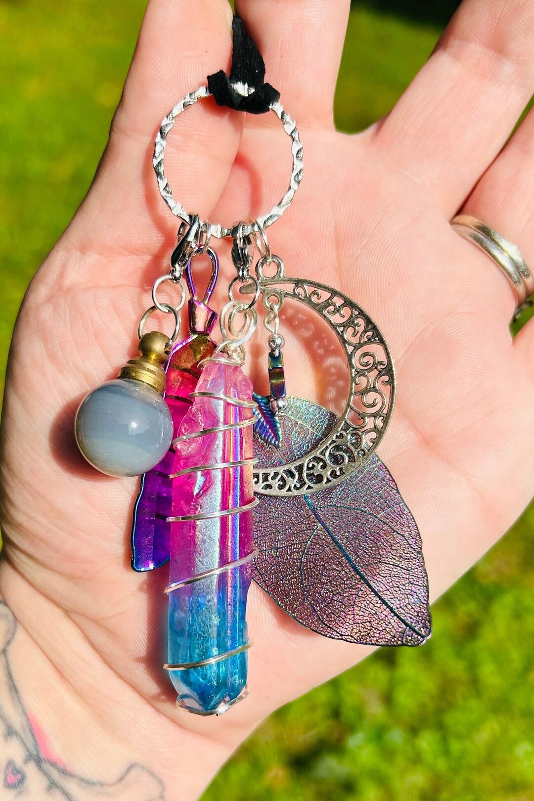 Charm Necklace Moon Charms Potion Bottle Charm Jewelry Etsy