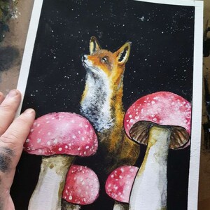 dream : peinture acrylique et aquarelle renard