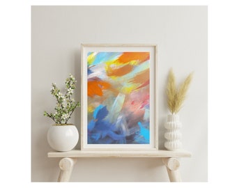 Colour Lust I Abstract Style I 29 x 21 cm I Limited Edition Print from original painting I With border I Refreshing Home Decor