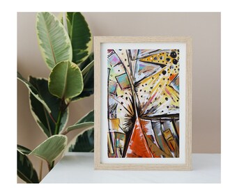 Abstract Festival Inspired Print I from original painting I 20 x 30cm I Refreshing home décor