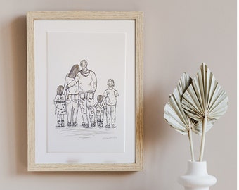 Personalised Family Drawings I Made to order I [example piece]