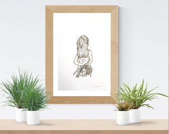 Mothers day unique art - Original figurative drawing 'Because you're my mum'