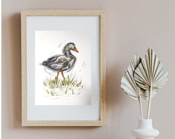 Goose I Bird Animal Art I Original painting I watercolour and metallic marker I 25 x 20cm
