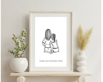 Mothers Day I Figurative A4 art print I Personalised wording I Option to embellish with metallic ink to finish