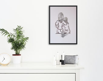 Figurative prints I Family, woman and child I Limited edition I A4 size I Comes with border