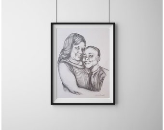 Family portraits I Two-Person portraits I Pencil Drawing I Made to order I Available for commissions I [example piece]