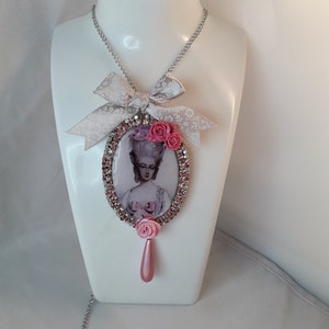 SALE Marie Antoinette Necklace in Grey and Pink, Rococo, Baroque, Boho, Romantic and Shabby Chic Marie Antoinette Necklace