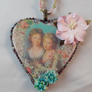 Collana Boho Collana a forma di cuore per due bambine shabby chic e barocca, romantica e rococò