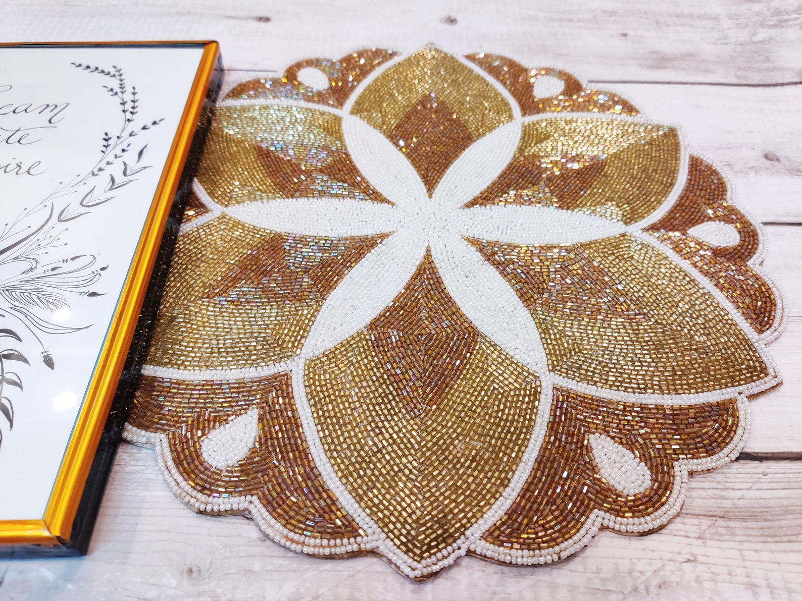 Multi Colored Luxury Glass Beaded Placemats Designer Mats Etsy UK