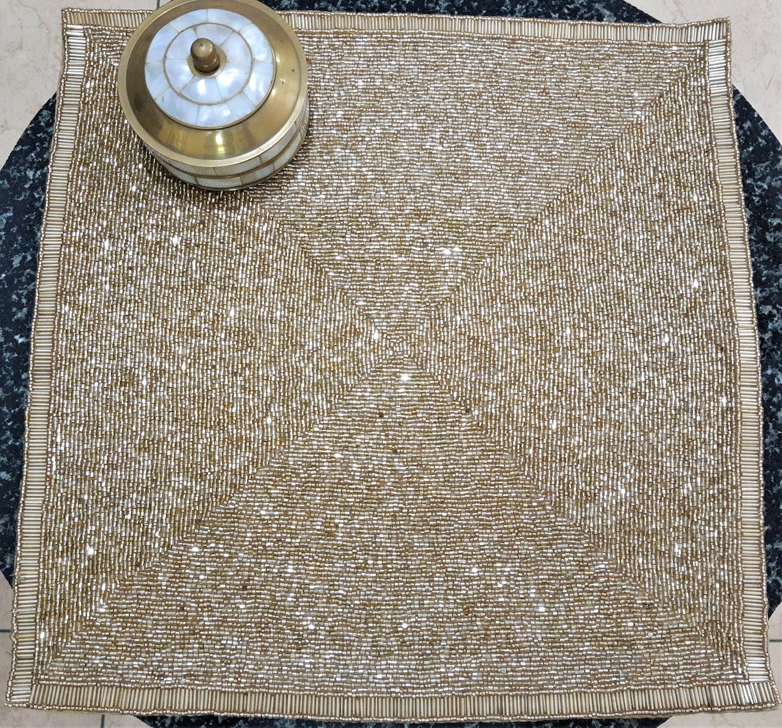 Set Of 2 Shinny elegant glass beaded placemat for elegant Etsy