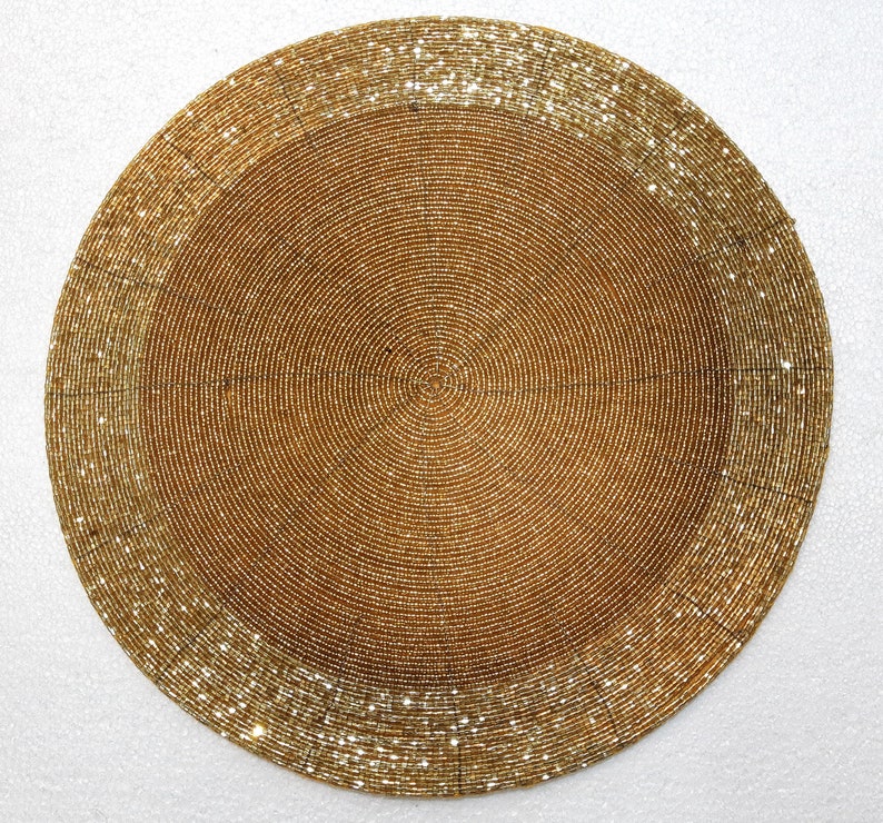 Set Of 2 Gold colored luxury beaded placemats designer mats Etsy