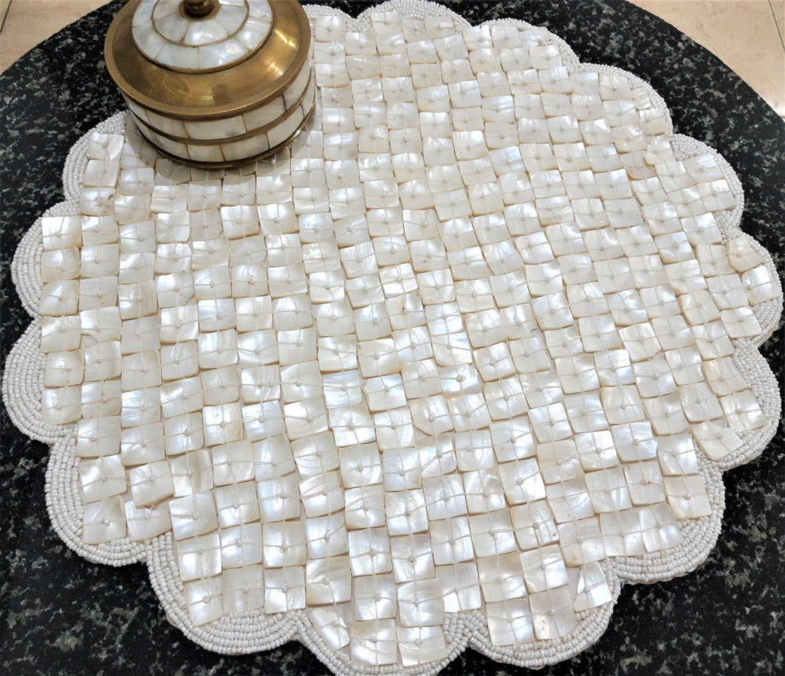 Set Of 2 Mother of pearls beaded Placemat pearls placemats Etsy