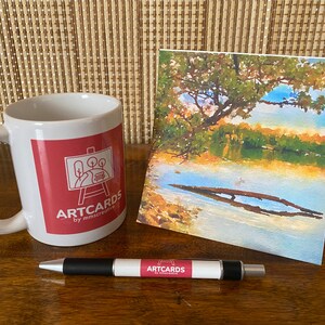 Matin au bord du lac - Carte de voeux vierge 5 x 5 - Enveloppe incluse - Papier cartonné de qualité - Archives - Une petite oeuvre d'art pour vous