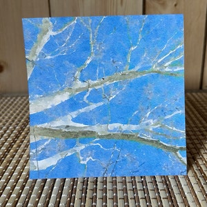 Arbres d'hiver - Carte de voeux vierge 5 x 5 - Enveloppe incluse - Papier cartonné de qualité - Archives - Une petite oeuvre d'art pour vous