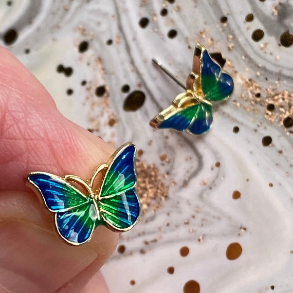 Pair Of Midnight-blue Butterfly Stud Earrings By Ilgiz F For Sale at  1stDibs | blue butterfly earrings, turquoise butterfly earrings, midnight  blue earrings