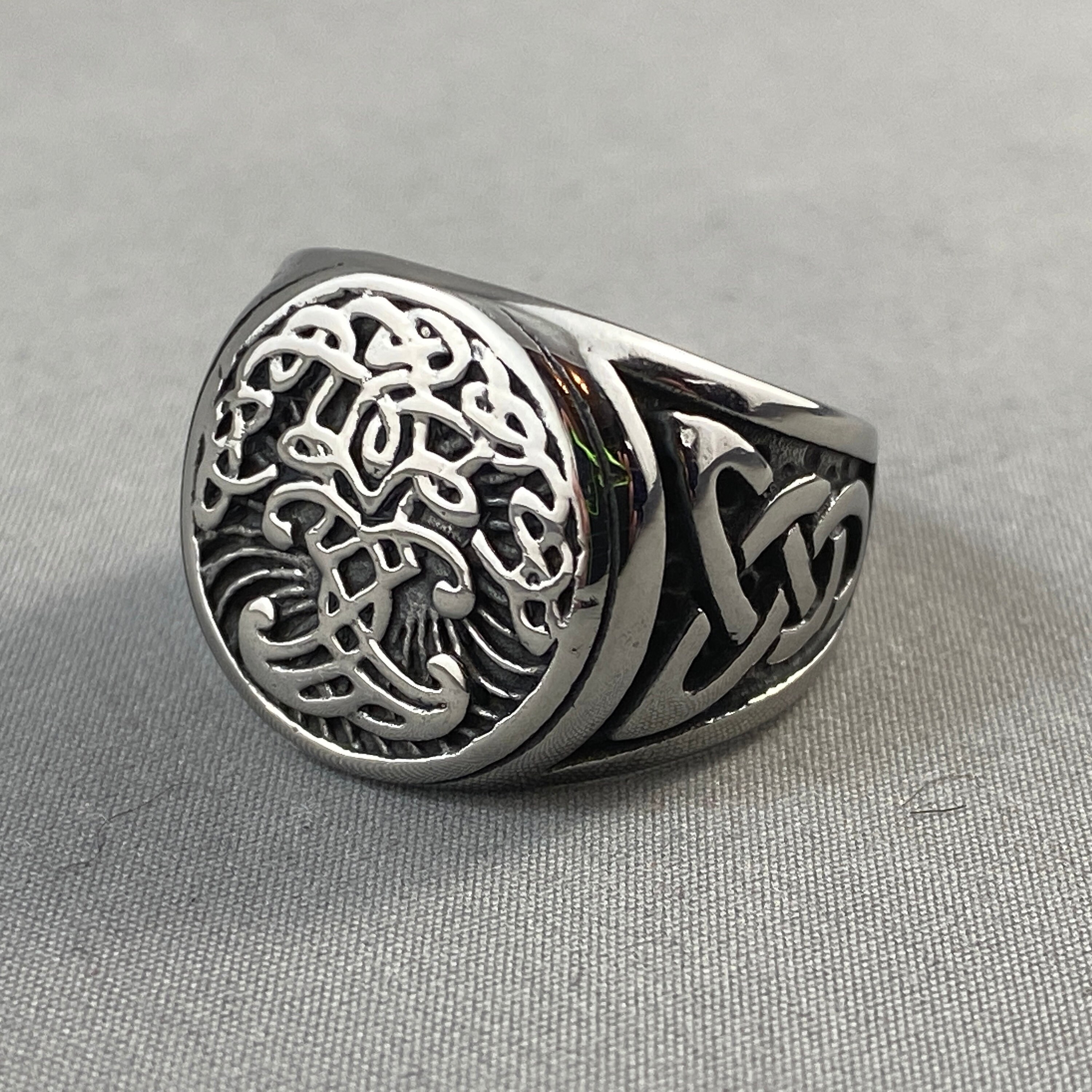 Men's Viking Ring Silver Ring Stainless Steel Ring Norse Etsy