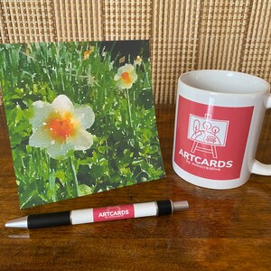 Jonquilles - Carte de voeux vierge 5 x 5 - Enveloppe incluse - Papier cartonné de qualité - Archives - Une petite oeuvre d'art pour vous