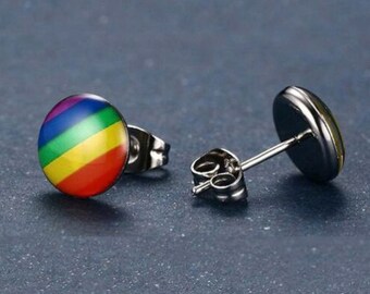 Rainbow Earrings LGBTQIA+ Jewelry, PRIDE Earrings, Stud Style Post Earrings, Stainless Steel Hypoallergenic, Mother's Day Gift