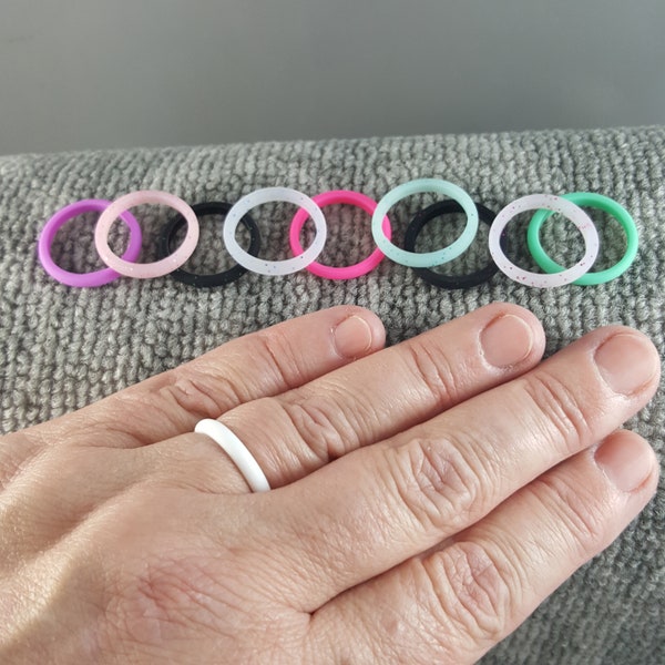 Anneaux en silicone de 3 mm, bande de silicone hypoallergénique, anneau militaire, anneau de fitness, anneau médical, calque, cadeau d'anniversaire pour femme, collègue
