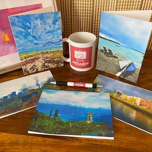 5 Handmade Blank Greeting Cards, Travel Nature Photographs to Watercolor, 5X7 7X5, Kraft Envelopes Included, Thinking of You, Happy Birthday