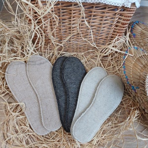 Set of hemp insoles 3 pairs.Organic,reversible shoe insole.shoe insert.Massage insole,soft.Flexible natural shoe insole.Warm gift vegan