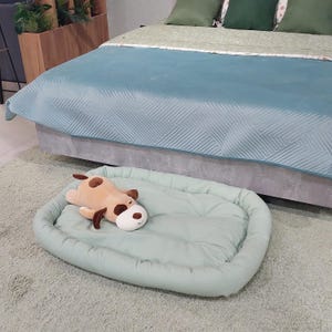 Organic Round pet bed.Washable pet bed.Linen cat house hemp dog bed.pet bed with removable blanket.Eco-friendly soft pet bed.lounger pet