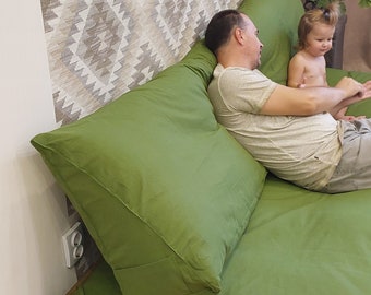 Linen bedside pillow with removable cover.Hemp lumbar pillow.Support pillow.Triangular linen pillow.Back pillow.Tatami pillow.Many colors