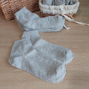 Set 5 natural linen unbleached unpainted socks.mesh socks for women.socks breathable,organic,thin,summer,natural.eco-friendly ankle socks