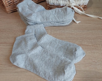 Set 5 natural linen unbleached unpainted socks.mesh socks for women.socks breathable,organic,thin,summer,natural.eco-friendly ankle socks