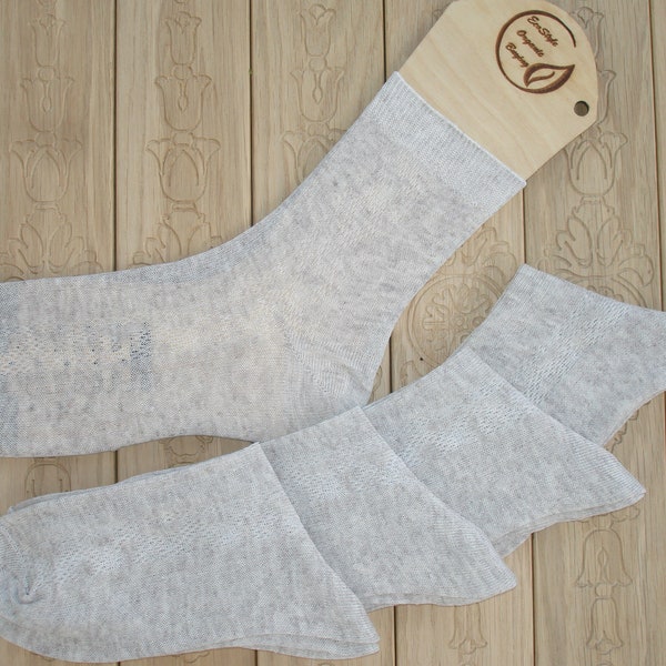 Set 5 organic linen socks.Eco-friendly socks men and women.gift .Casual socks,lightweight,thin socks.Organic socks high socks