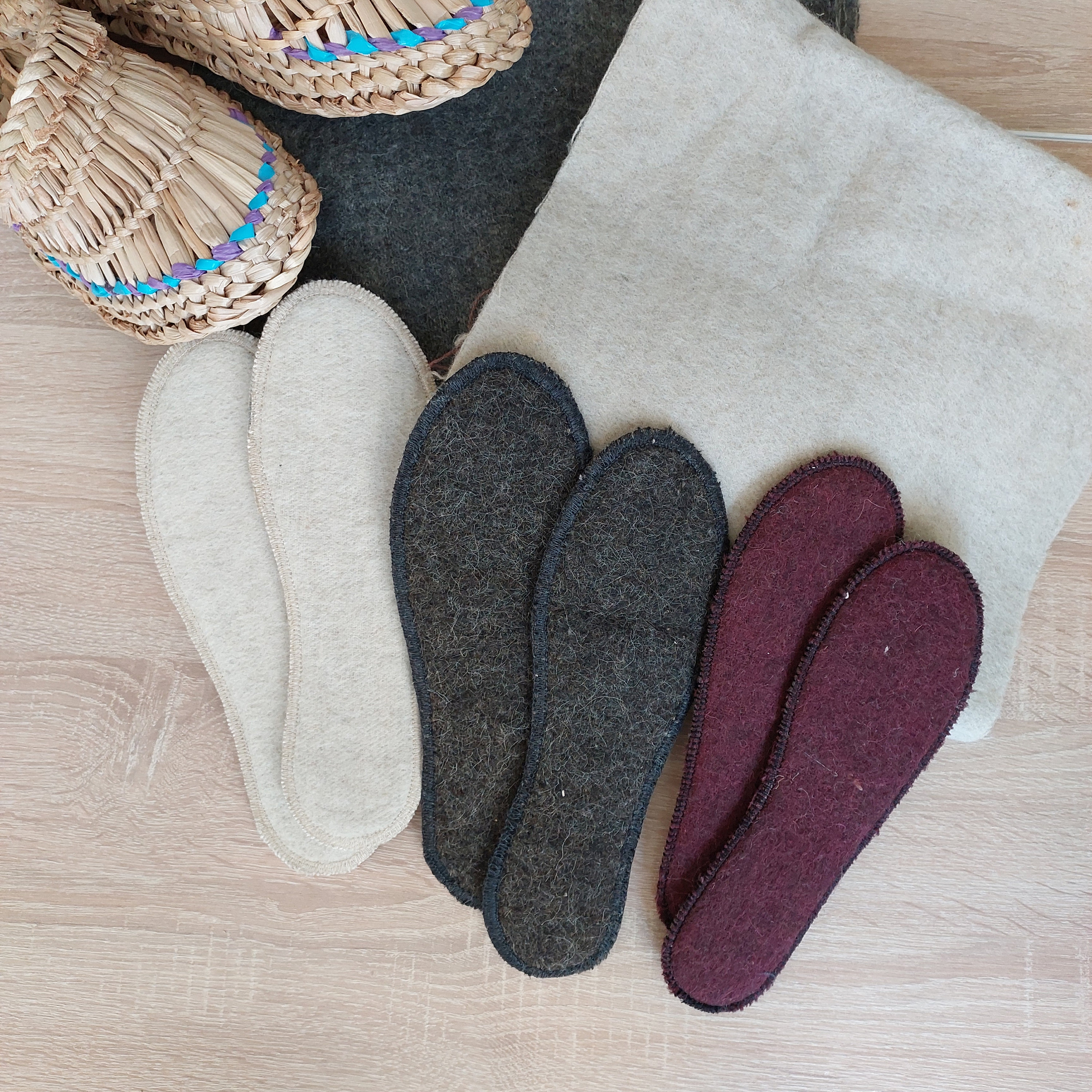 Set of hemp insoles 3 pairs.Organic,reversible shoe insole.shoe insert.Massage insole,soft.Flexible natural shoe insole.Warm gift vegan