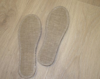 Set of linen insoles 2 pairs.Organic,reversible shoe insole.Massage insole,soft,unpainted.Flexible natural shoe insole.shoe insert.Warm gift