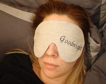 Biologisch linnen slaapmasker. Hennep oogmasker. Gepersonaliseerde geborduurd nacht oogmasker. Eco oogmasker. Bio slaapbril. Masker Oog bruid bruids. cadeau: