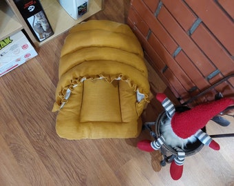 Cama orgánica para animales. Cama tipo pantufla para mascotas. Casa para gatos de lino. Cama de cáñamo para perros. Cama suave, cómoda y elegante para mascotas. Alfombra para animales.