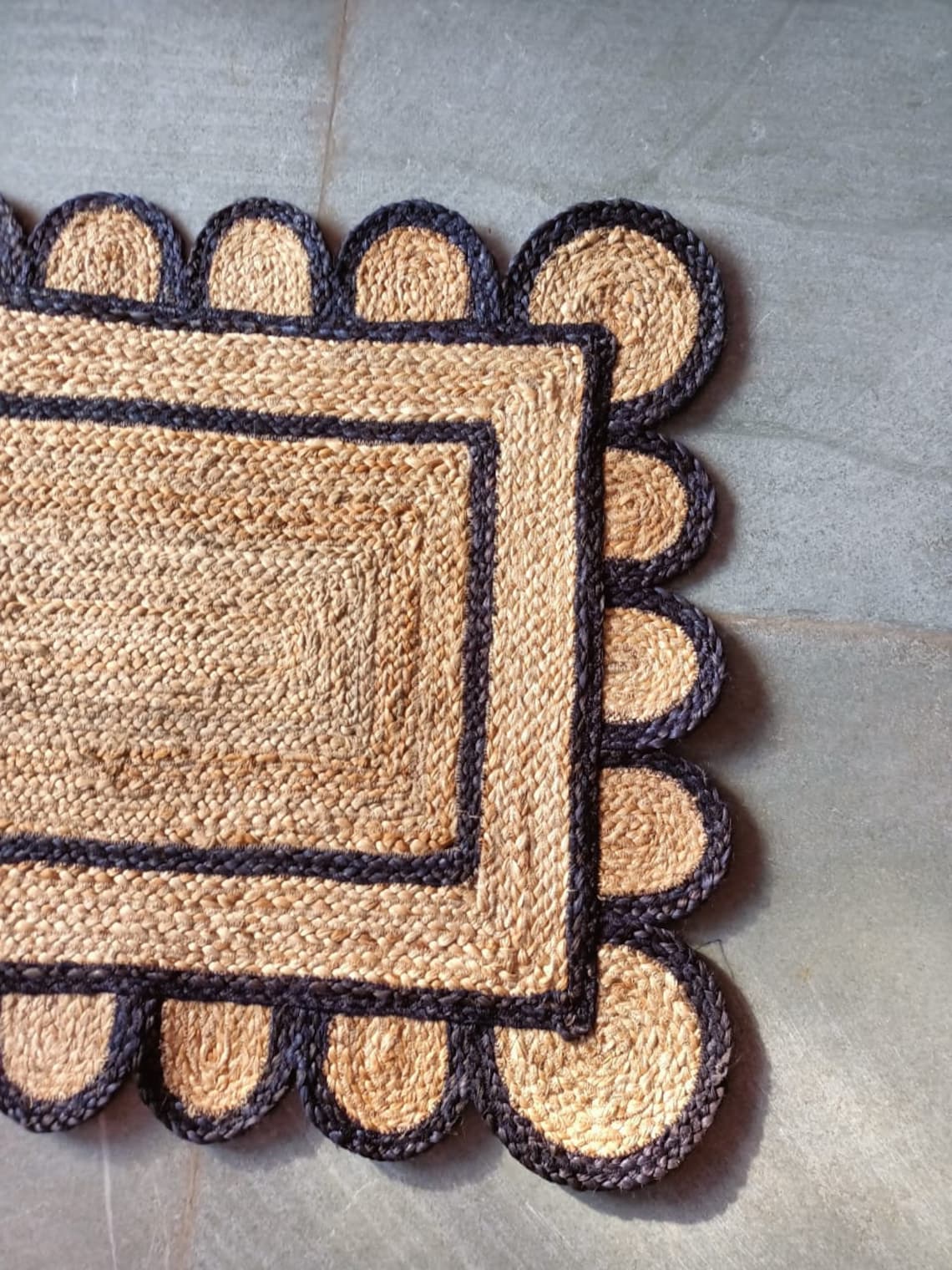 8x10 Braided Scalloped Jute Rug Scallop Rug Boho Rug Etsy UK