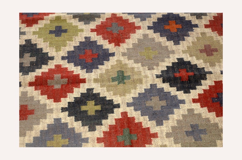 Oriental Kilim in wool Traditional India Jute Rug Jute Kilim Gray Rug 4 x 6 Handwoven Kilim Rug Dhurrie Rug Vintage Kilim Chic