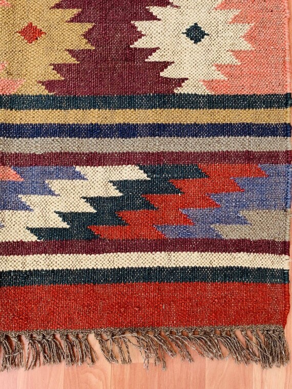 Rugs Bohemian rug 4X6 wool and jute rug wool jute mat 8X10 ft 5X8 6X9