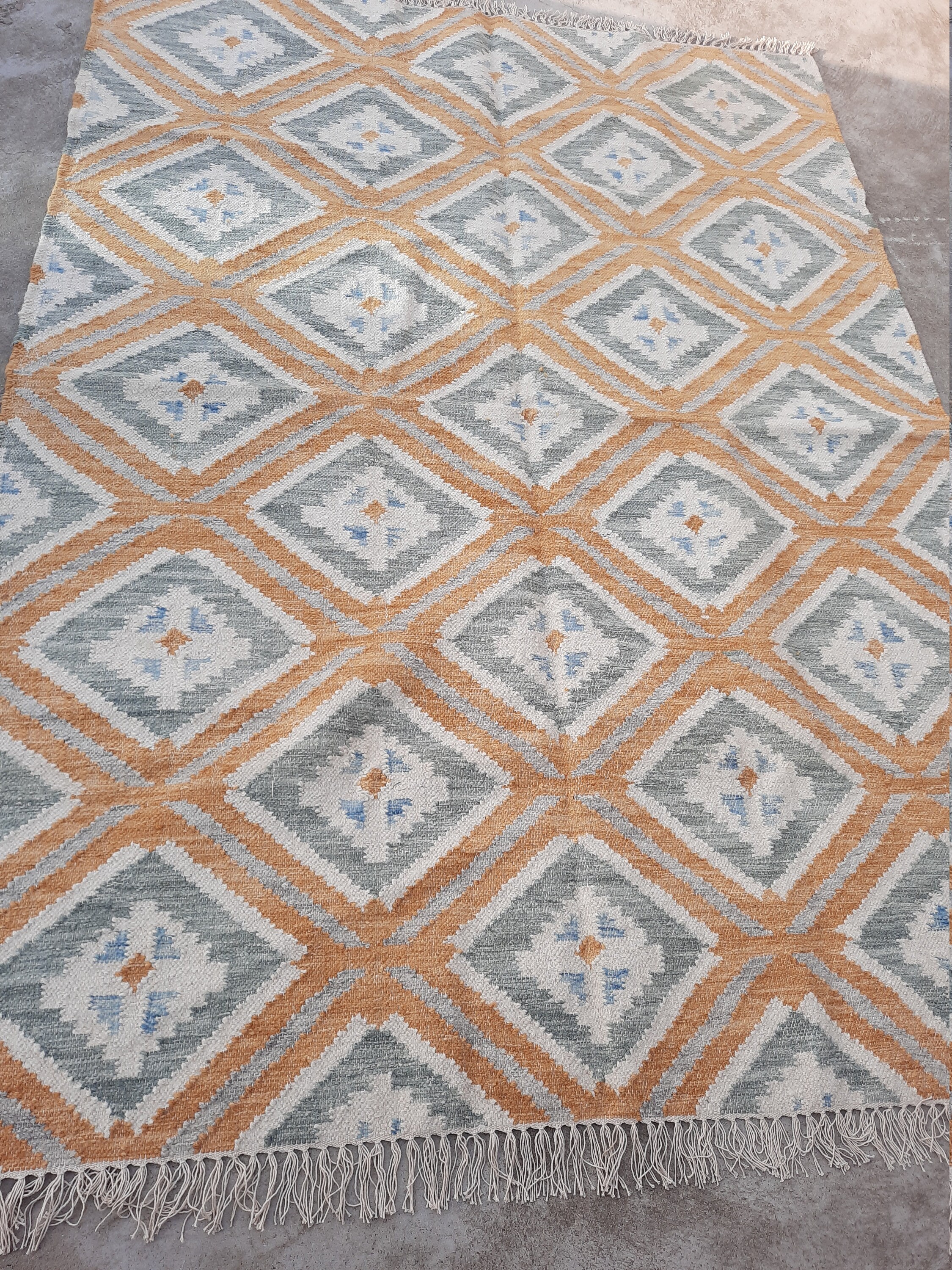 Kilim Rug Hand Made 8x10 Feet Natural Jute Wool Indian Rust Etsy